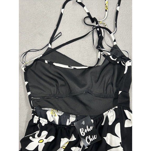 Hyfve Dress Womens Size Small Black White Yellow Flowers Ruffles Summer Sun Cute - Picture 13 of 13